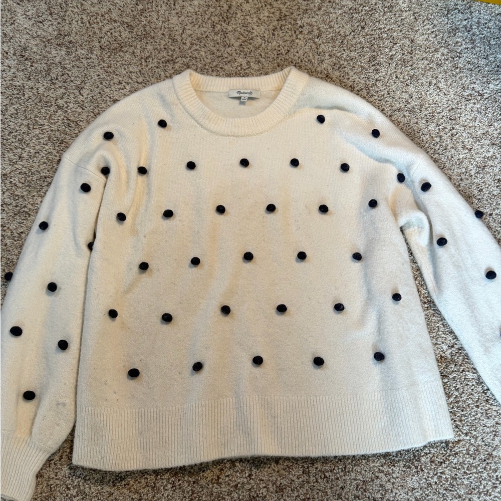 Madewell Cream Sweater with Black Dots